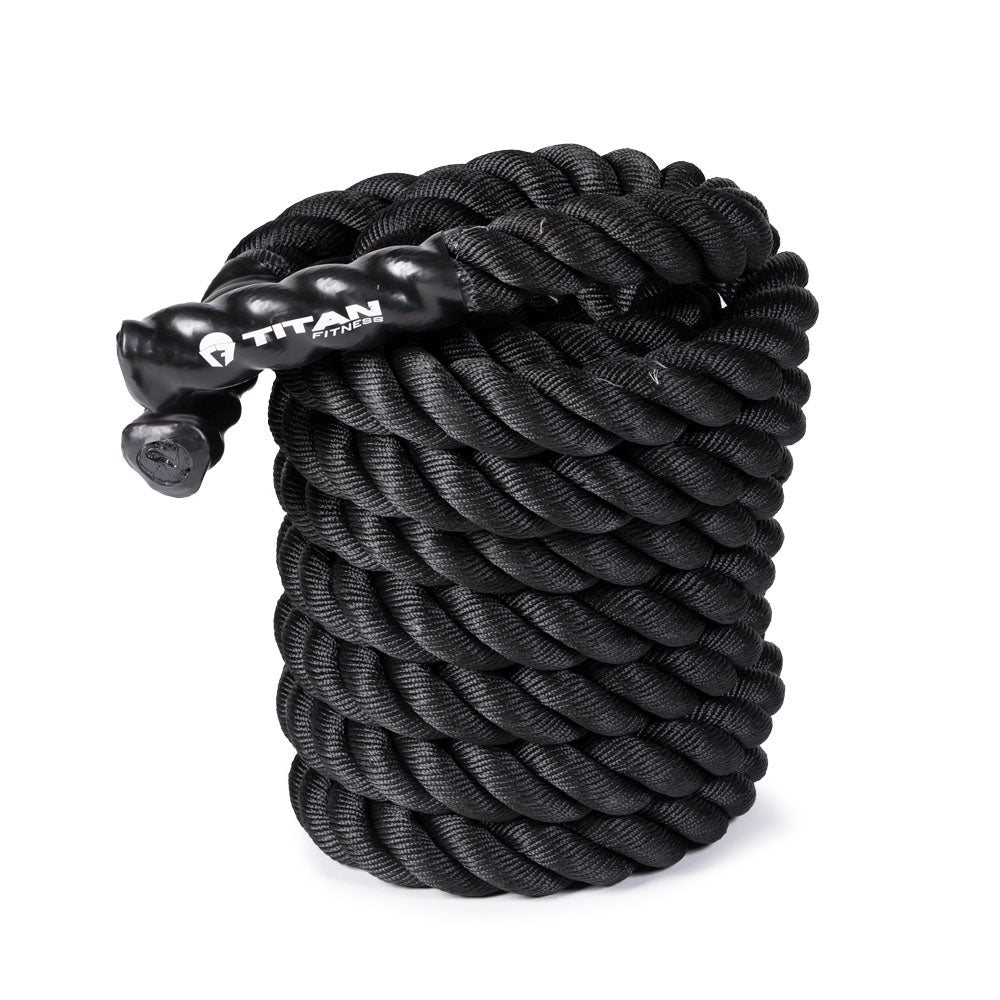 Scratch and Dent 40 x 2 Black Poly Dacron Battle Rope Titan Fitness