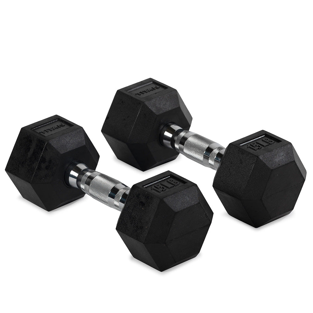Scratch and Dent, 15 LB Rubber Hex Dumbbells