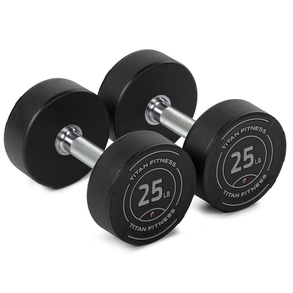 25 LB Round Urethane Dumbbells Set of Titan Fitness