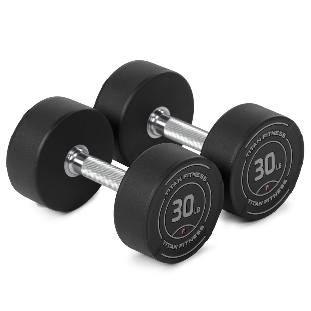 30 LB Round Urethane Dumbbells Set of Titan Fitness