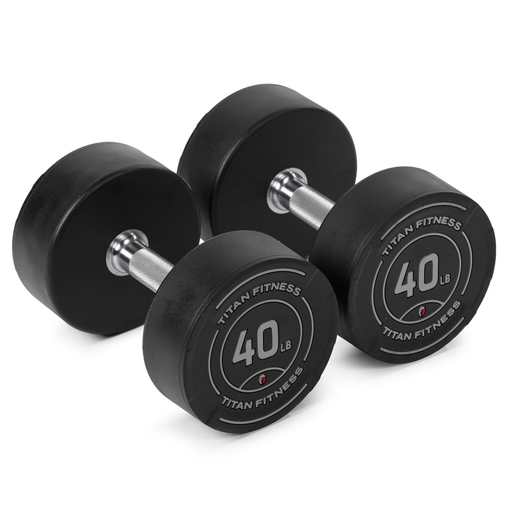 40 LB Round Urethane Dumbbells Set of Titan Fitness