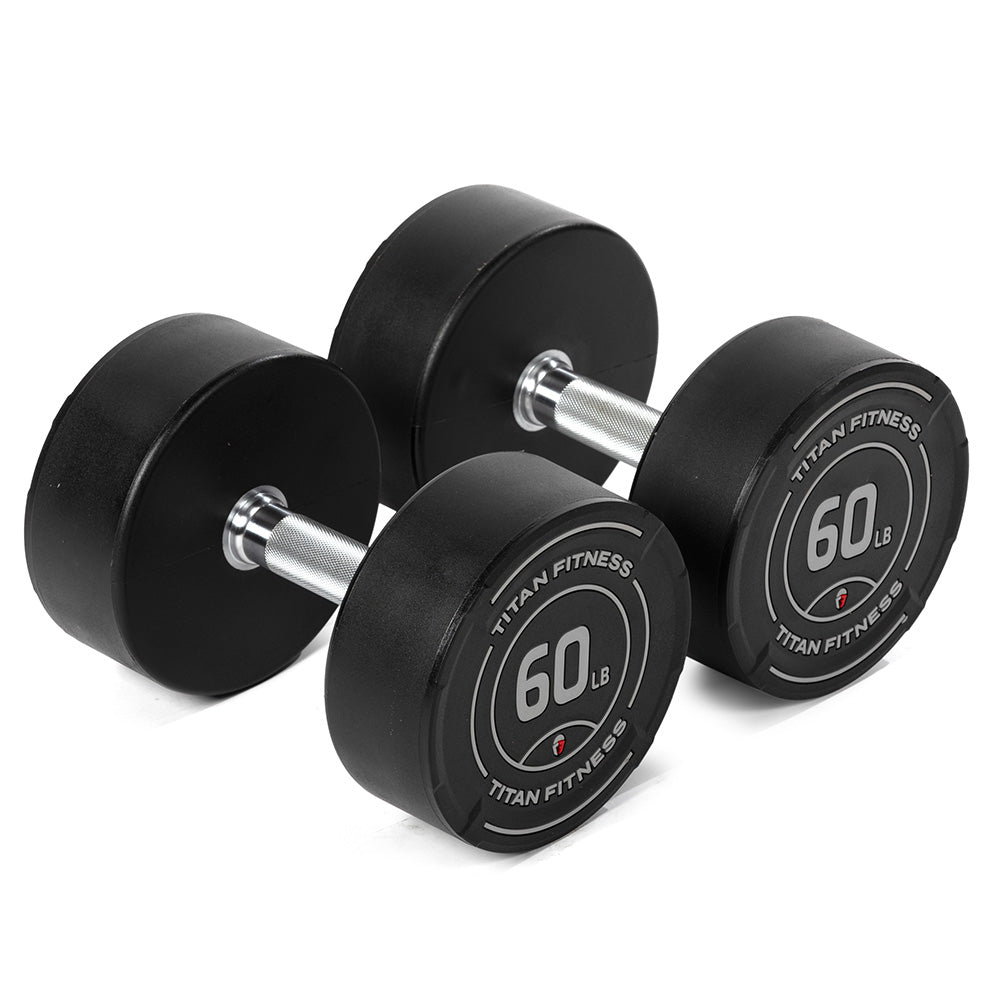 60 LB Round Urethane Dumbbells Set of Titan Fitness