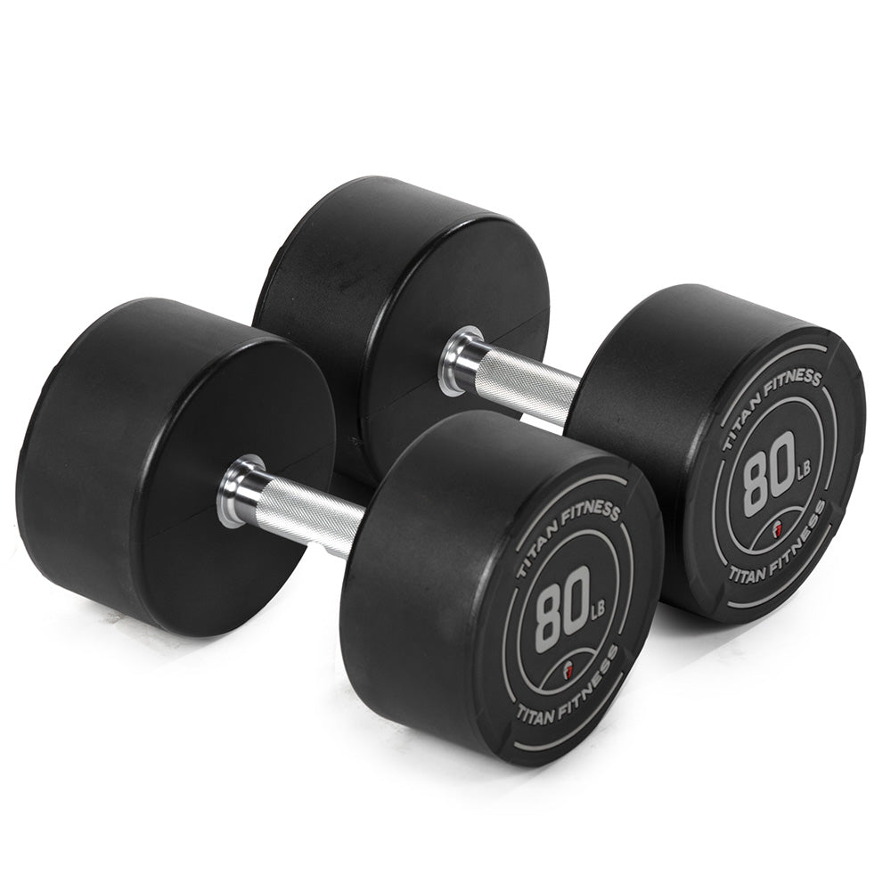 80 LB Round Urethane Dumbbells Set of Titan Fitness