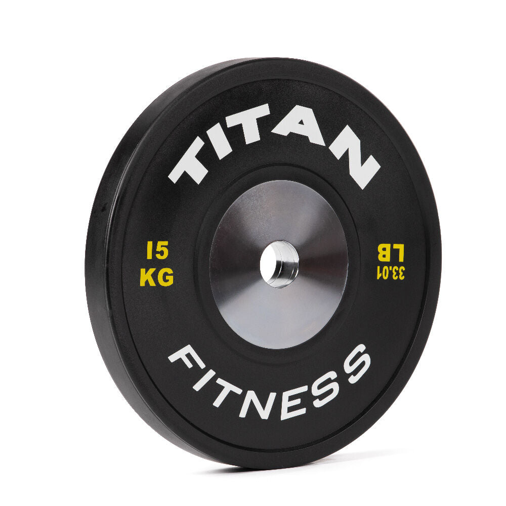 15 KG Single Elite Black Olympic Bumper Plate Titan Fitness