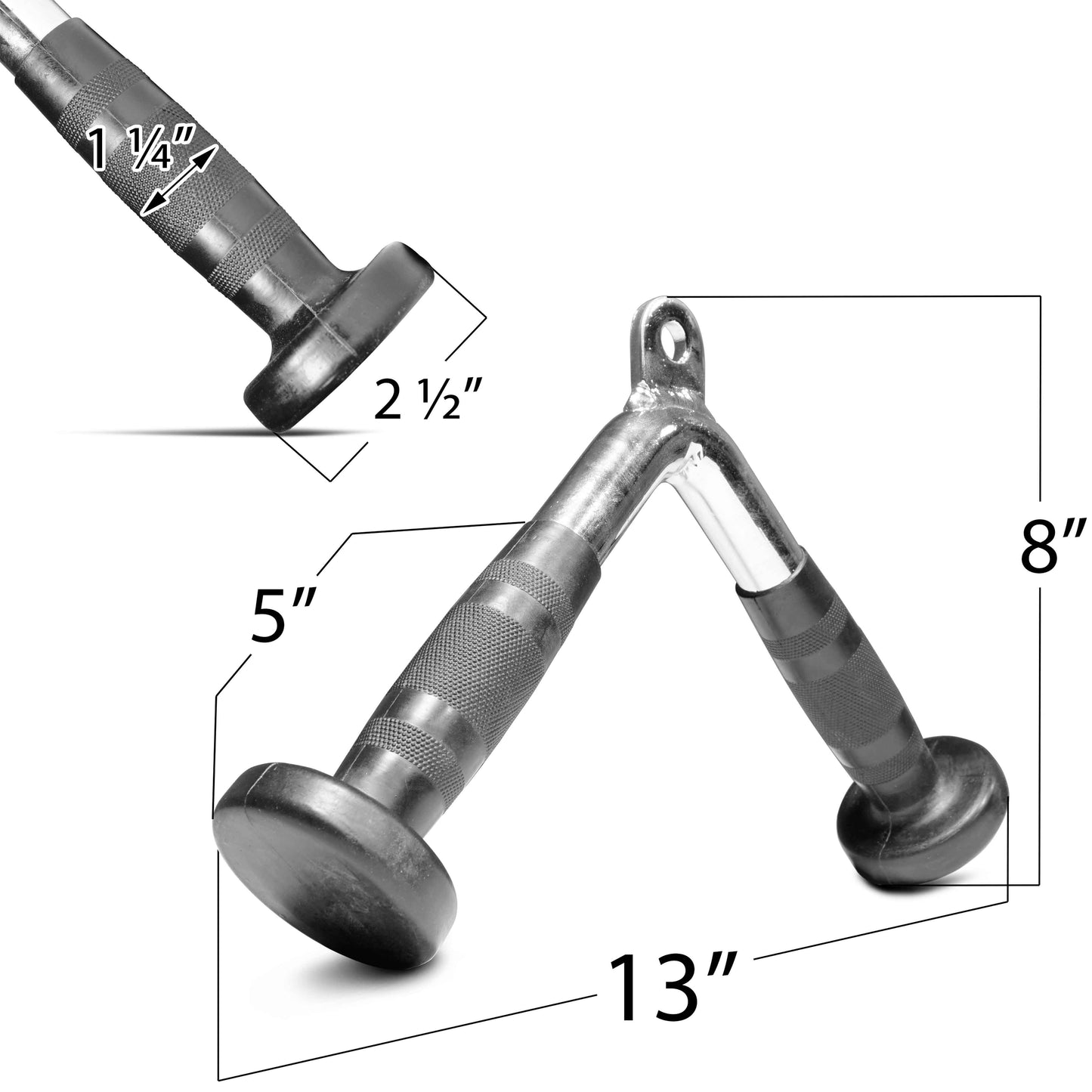 V Shape Tricep Press Down Bar Cable Machine Attachment - Dimensions: 13" W x 8" T x 1.25" Dia Grip - view 4