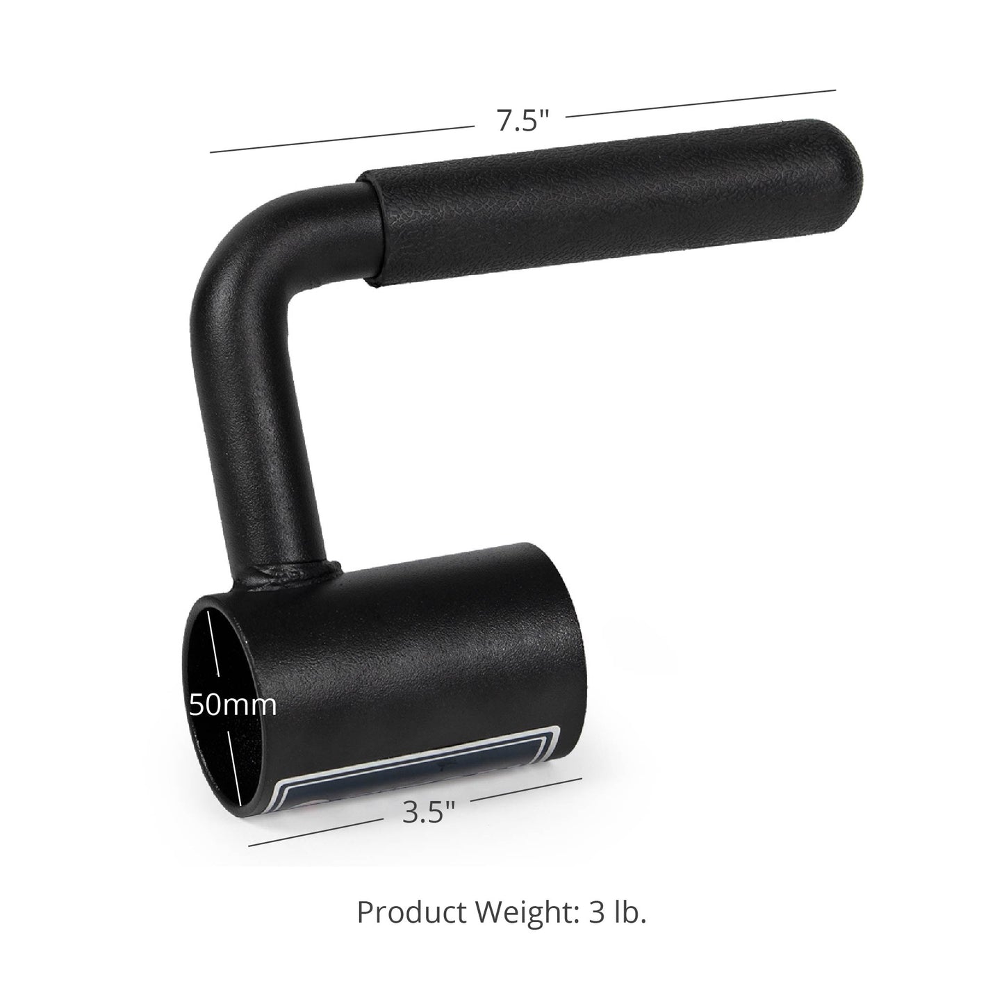 Single Arm Landmine Handle With Rubber Grip - Dimensions: 7.5" Long Handle x 3.5" Long Tube x 50mm Dia. Sleeve - view 5