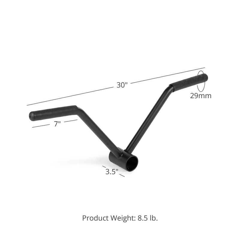 Straight Landmine Handles - Dimensions: 30" Long x 7" L Handles x 29mm Grips. 3.5" L Sleeve x 50mm Dia