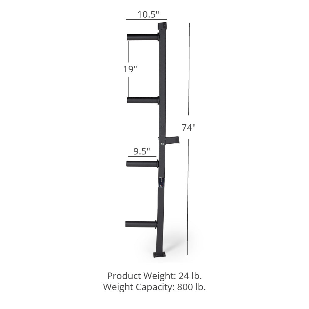 Wall Mounted 4-Peg Olympic Bumper Plate Weight Rack - 84" Tall; 9.5" L x 49mm Sleeves - view 9