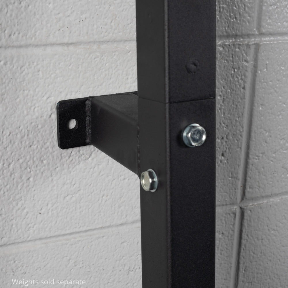 Wall Mounted 4-Peg Olympic Bumper Plate Weight Rack - Dual anchor points in a wall stud and floor allow for a high weight capacity - view 6