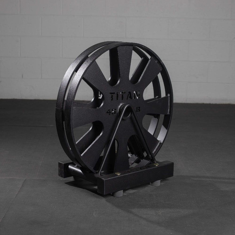 Horizontal Wagon Wheel Storage - Holds two TITAN Wagon Wheel Pulling Blocks