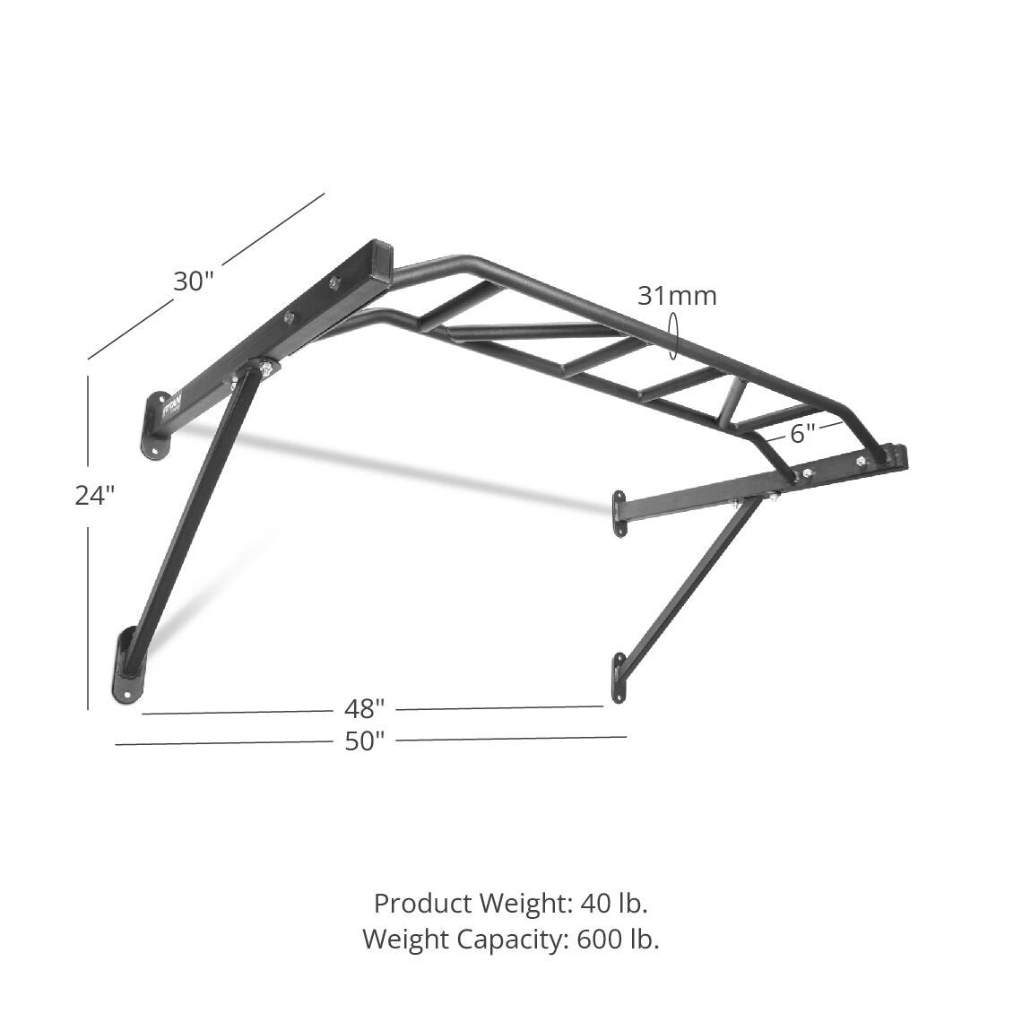 48-in Wall Mounted Multi Pull-Up Bar