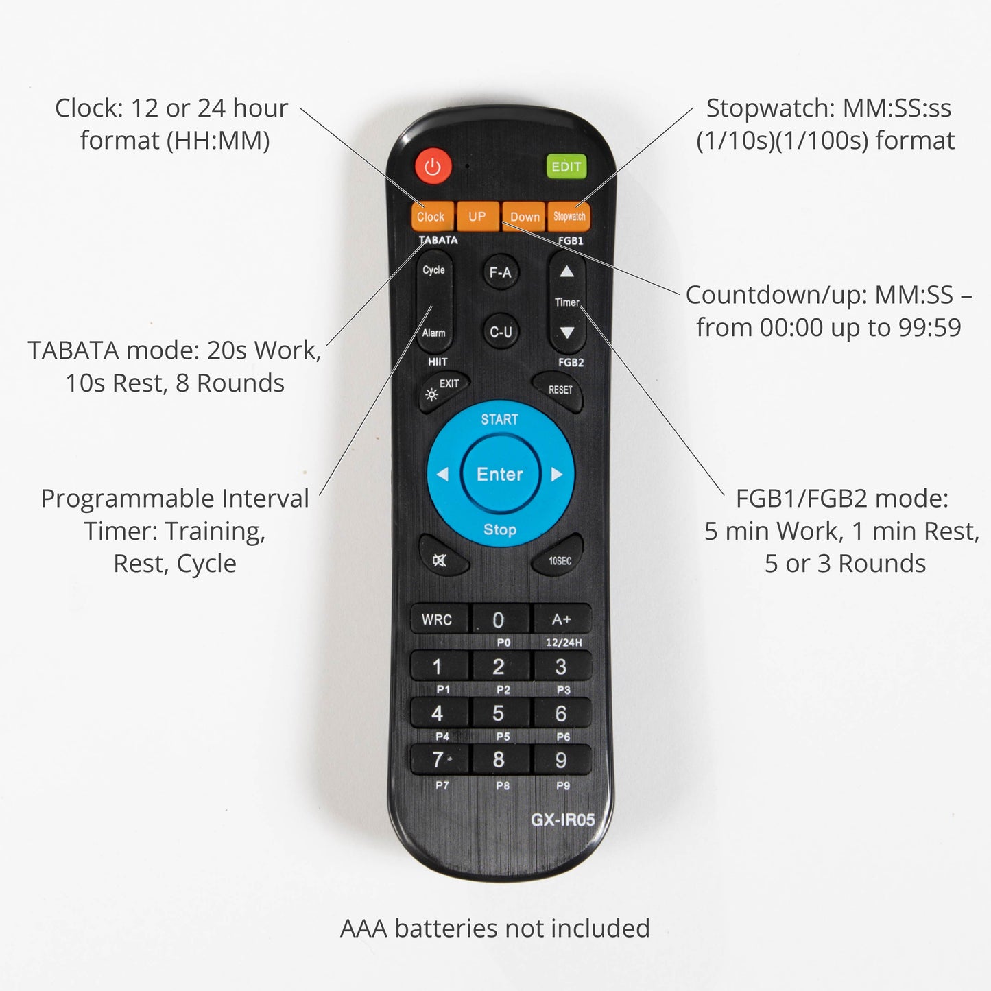 Large Gym Timer With Remote - Remote control for convenient programming  - view 5