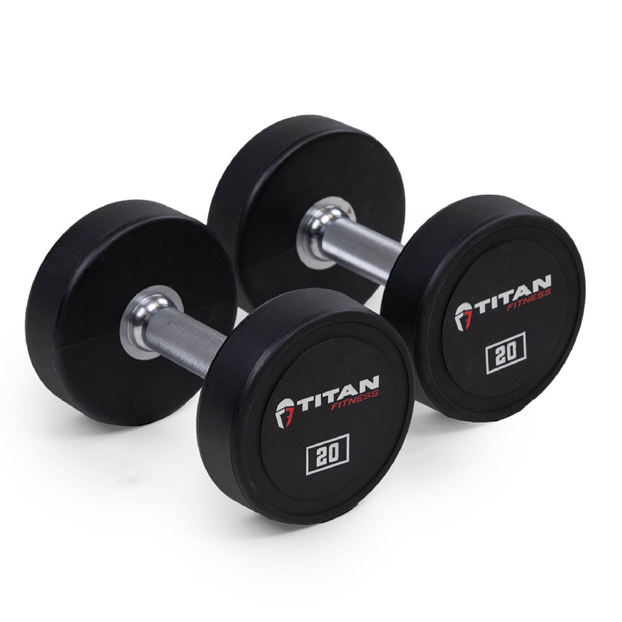 20 LB Pair Classic Round Urethane Dumbbells Titan Fitness