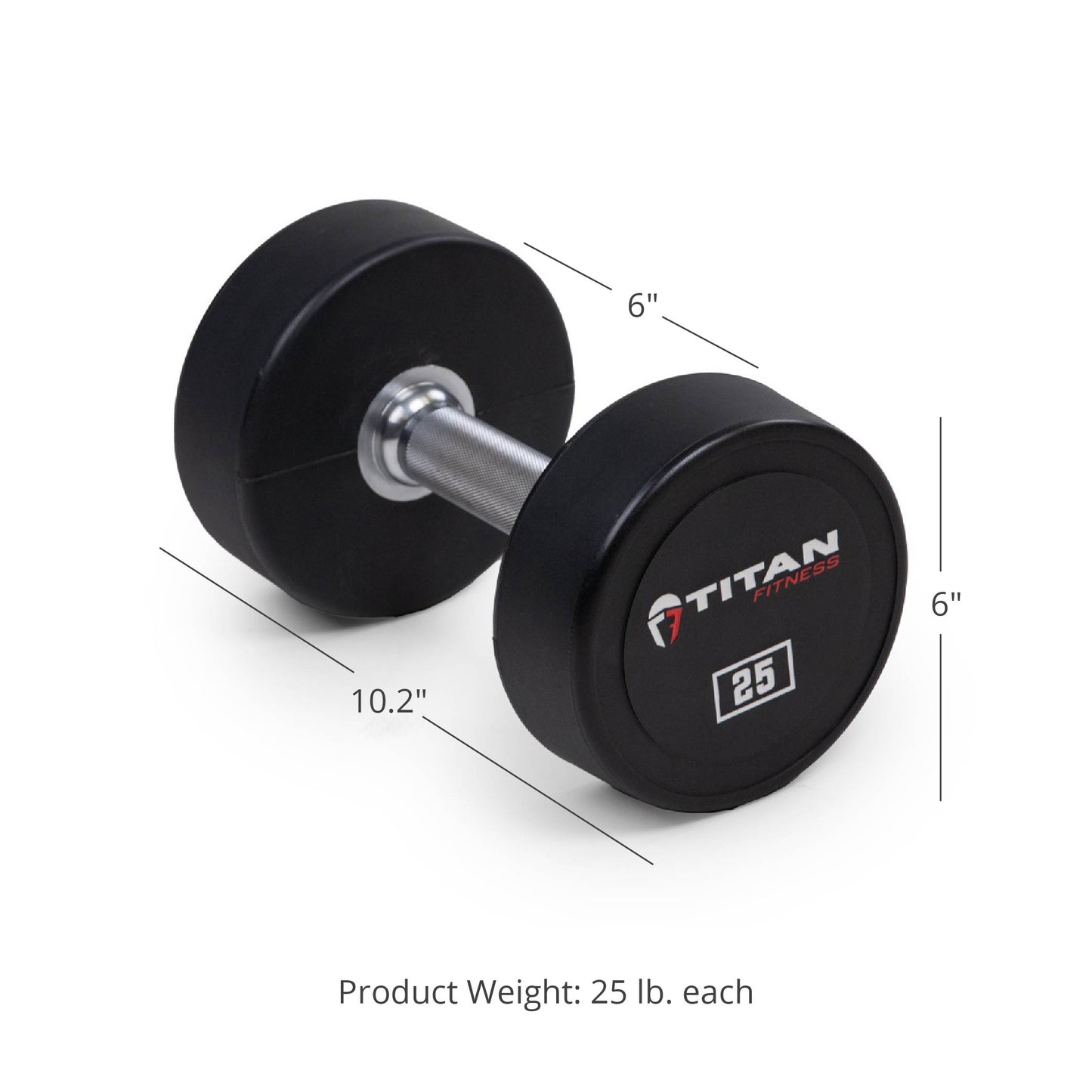 25 LB Pair Round Urethane Dumbbells - view 6