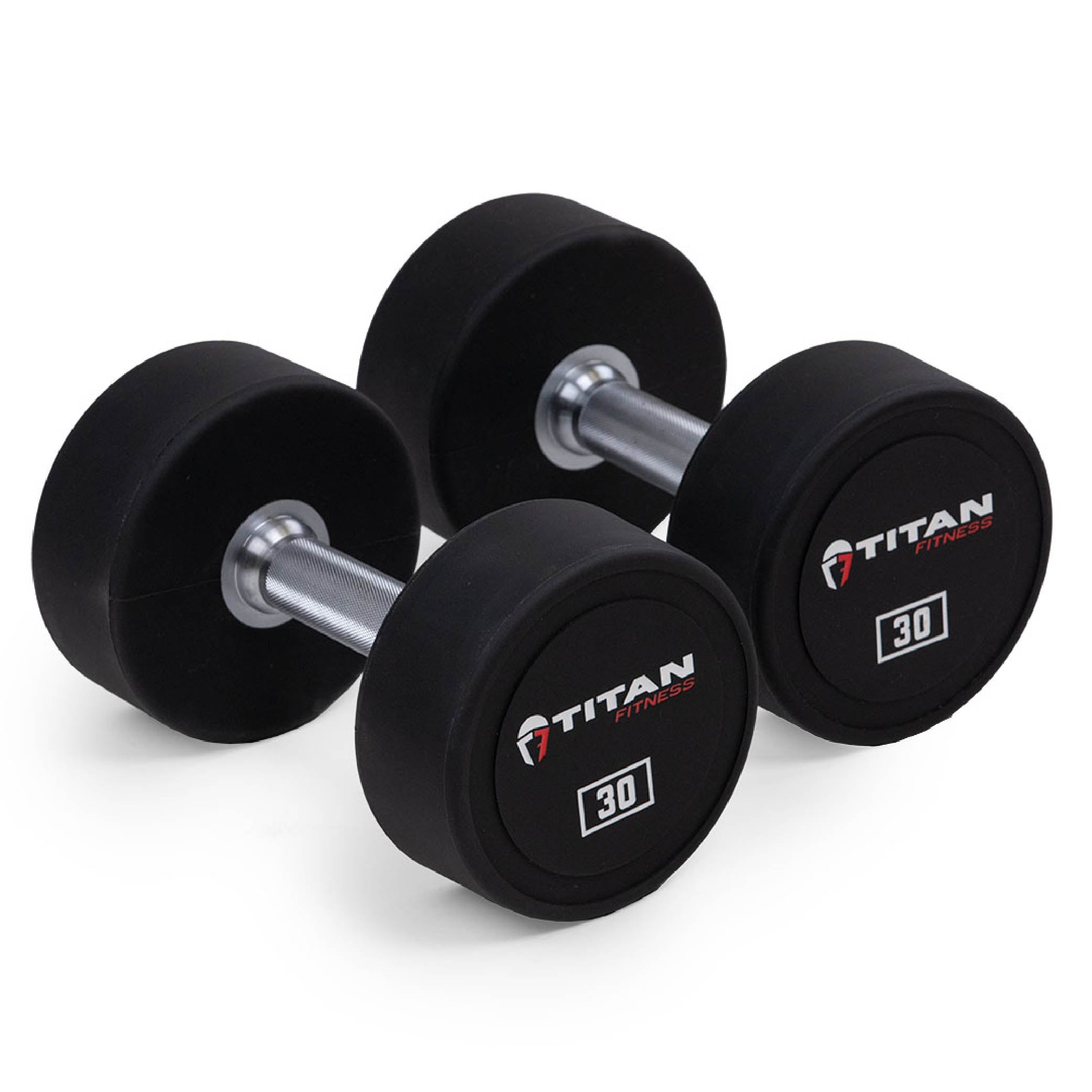 30 LB Pair Classic Round Urethane Dumbbells Titan Fitness