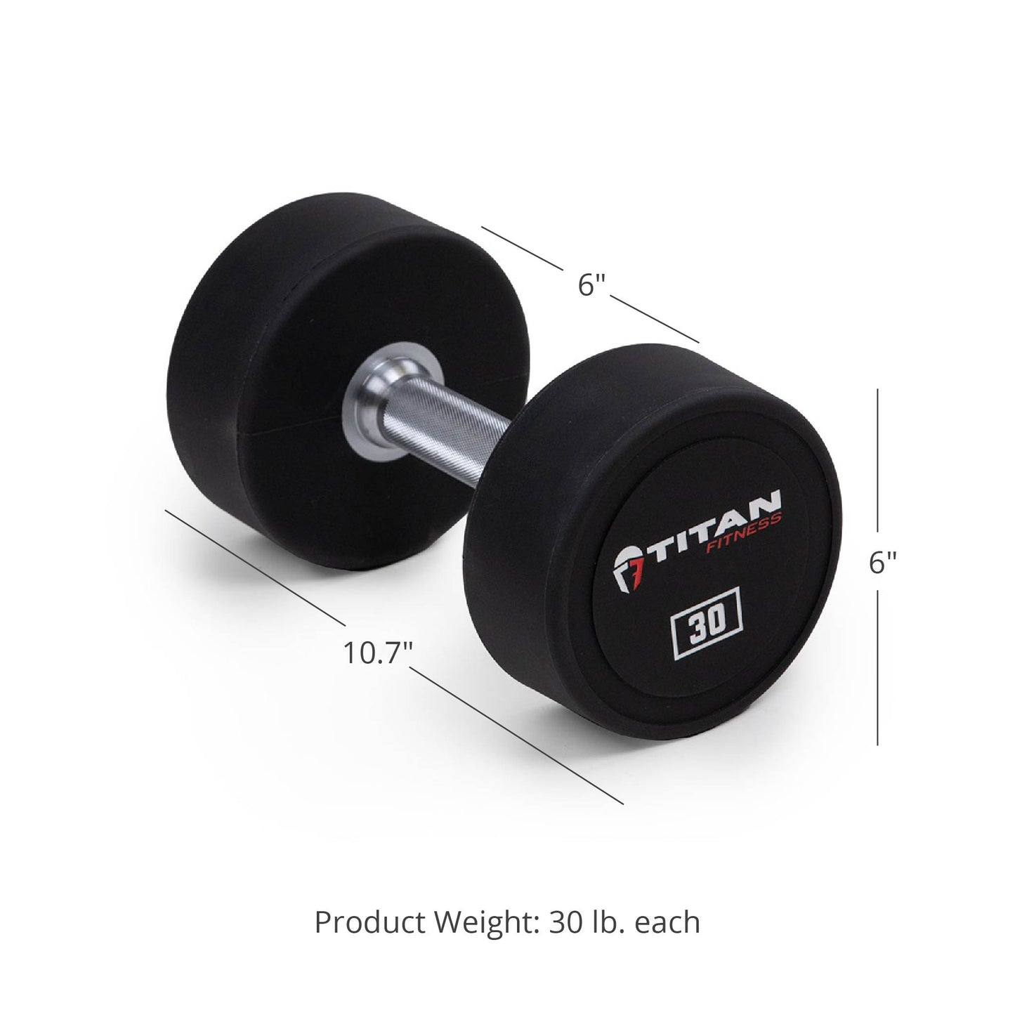 30 LB Pair Round Urethane Dumbbells - view 6