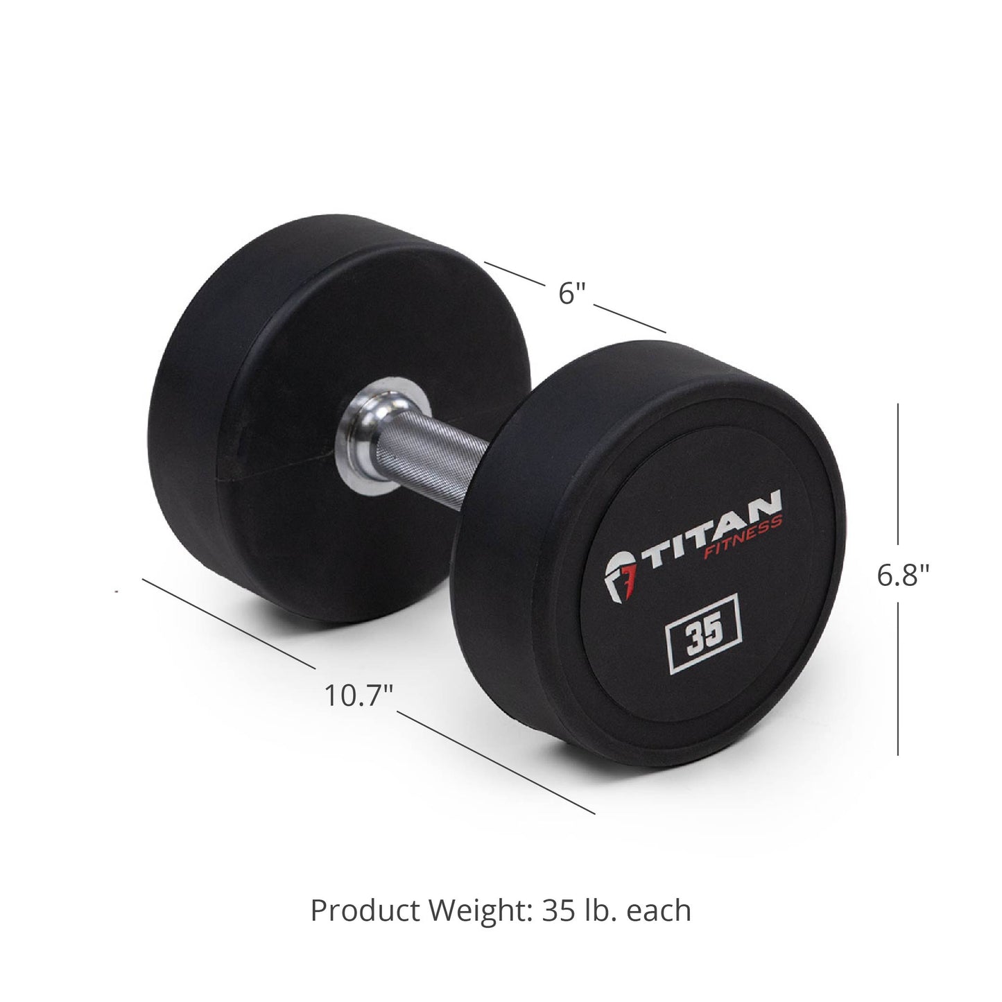 35 LB Pair Round Urethane Dumbbells - view 6