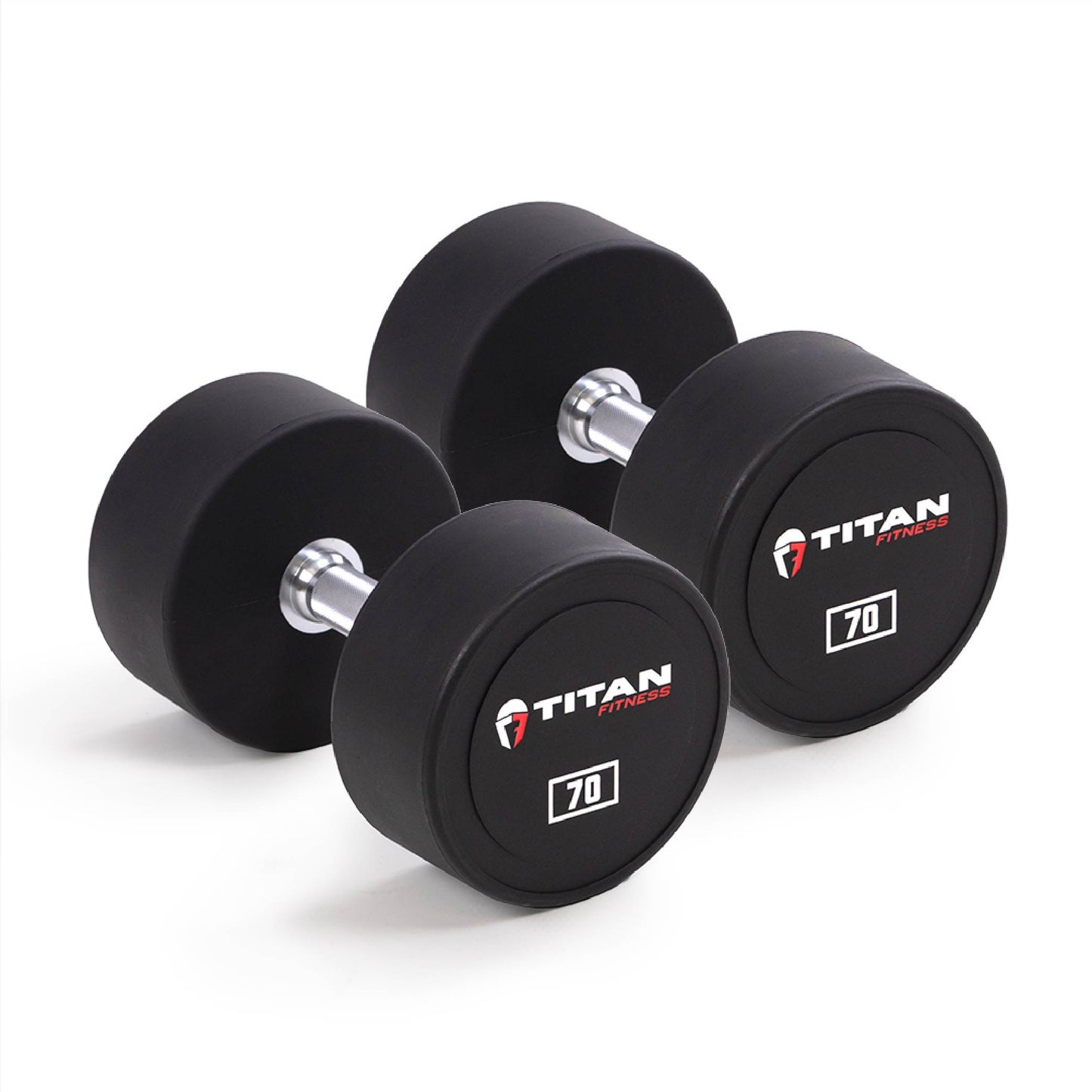 70 LB Pair Round Urethane Dumbbells - view 1