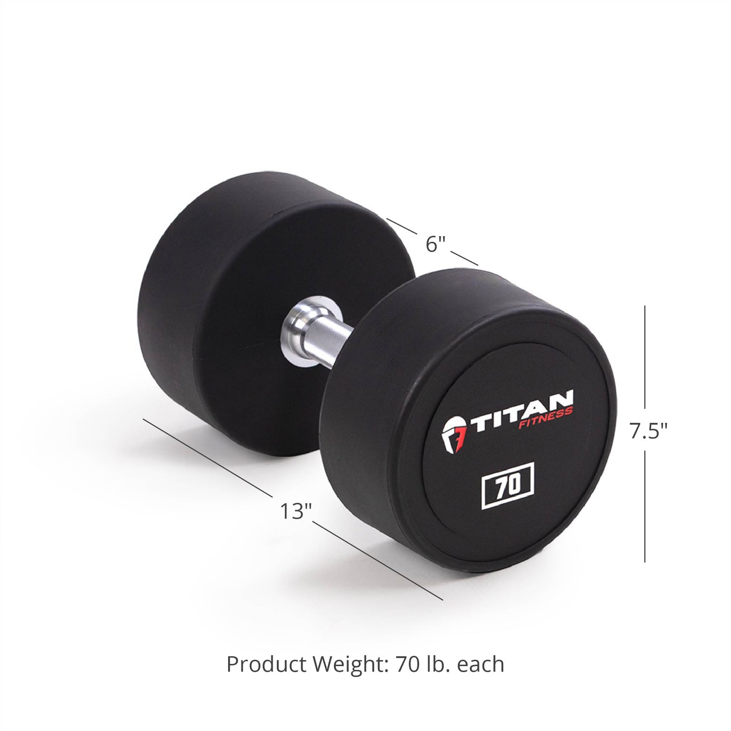 70 LB Pair Round Urethane Dumbbells - view 6