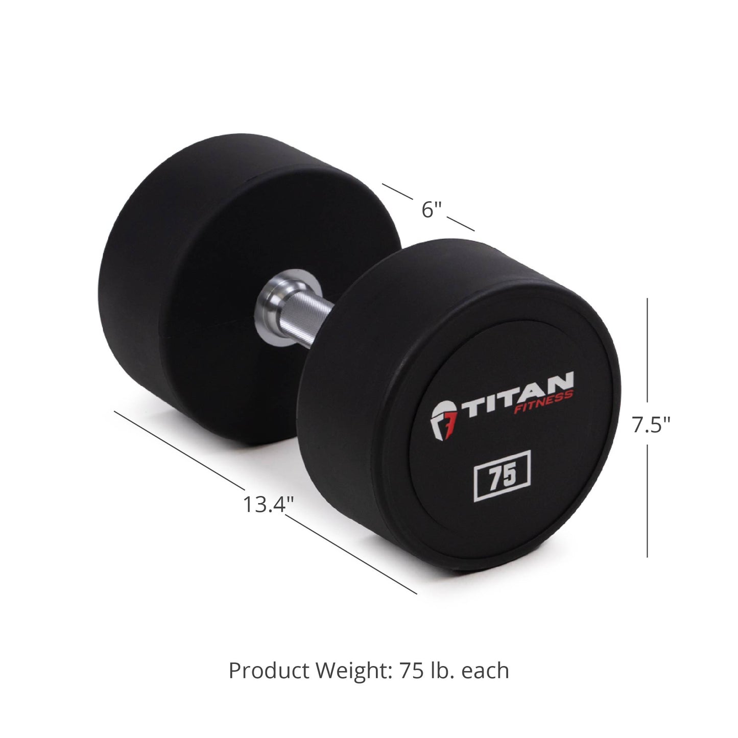 75 LB Pair Round Urethane Dumbbells - view 6