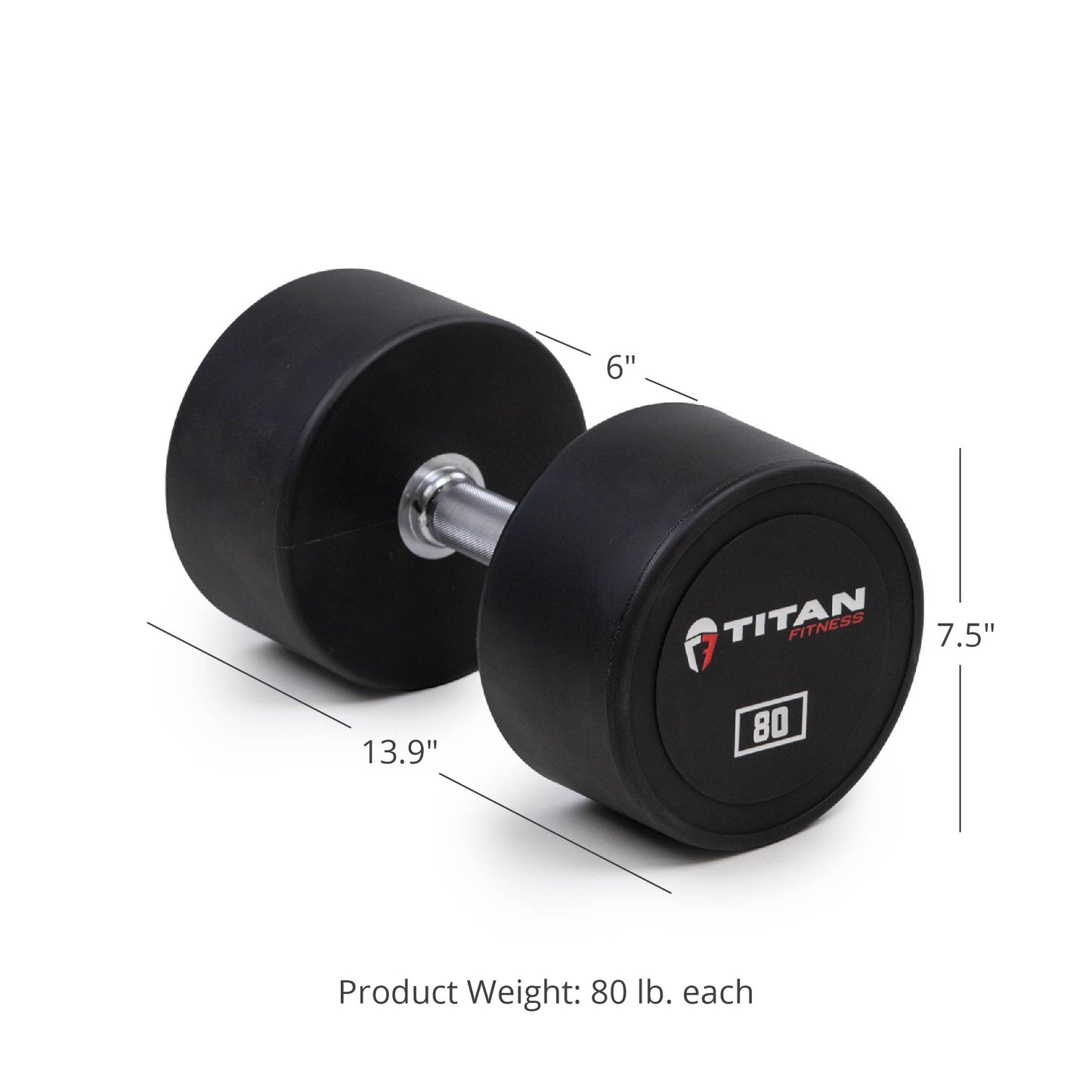 80 LB Pair Round Urethane Dumbbells - view 6