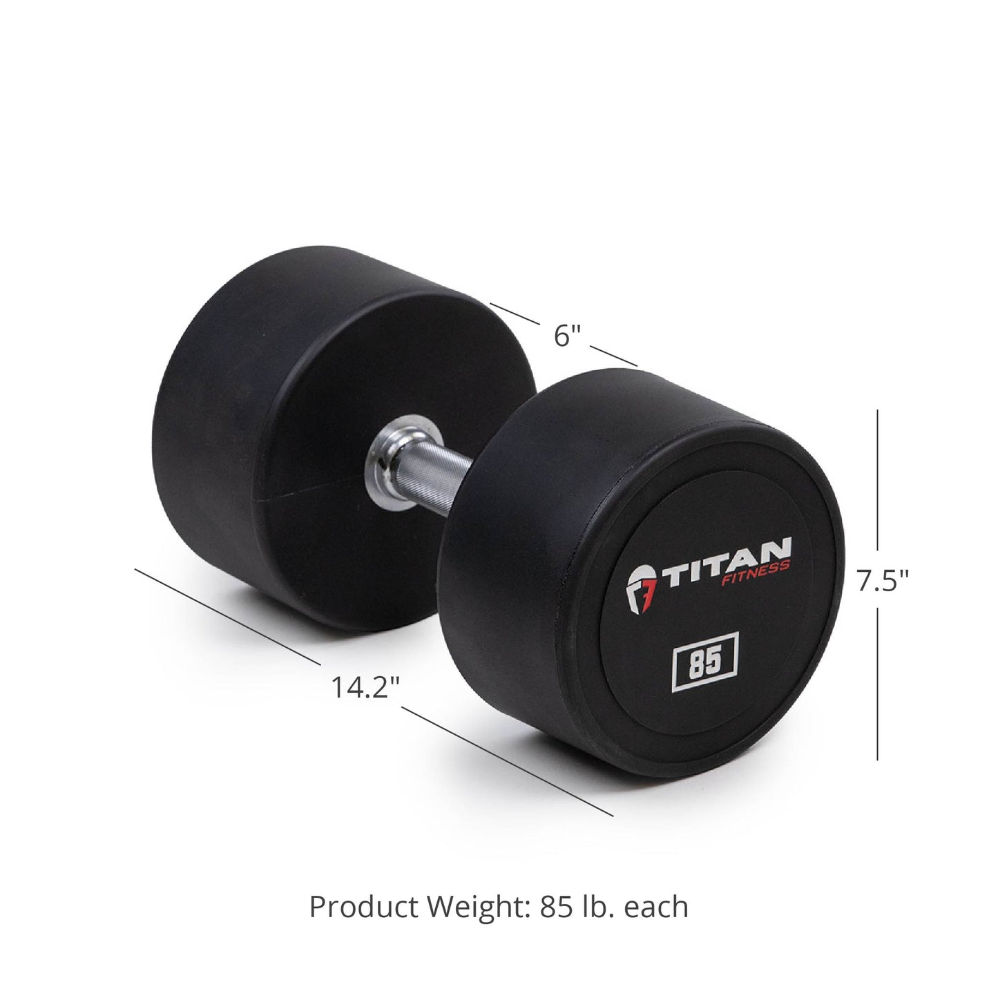 85 LB Pair Round Urethane Dumbbells - view 6