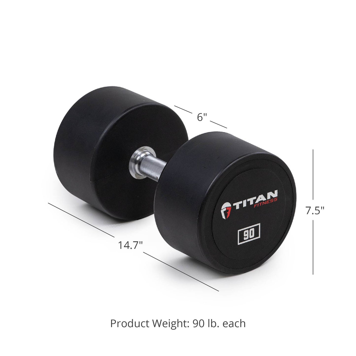 90 LB Pair Round Urethane Dumbbells - view 6