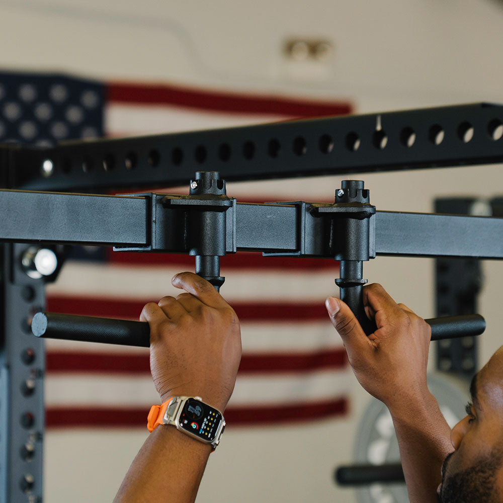 Adjustable Handle Pull Up Bar - Rack Mounted | Titan Fitness