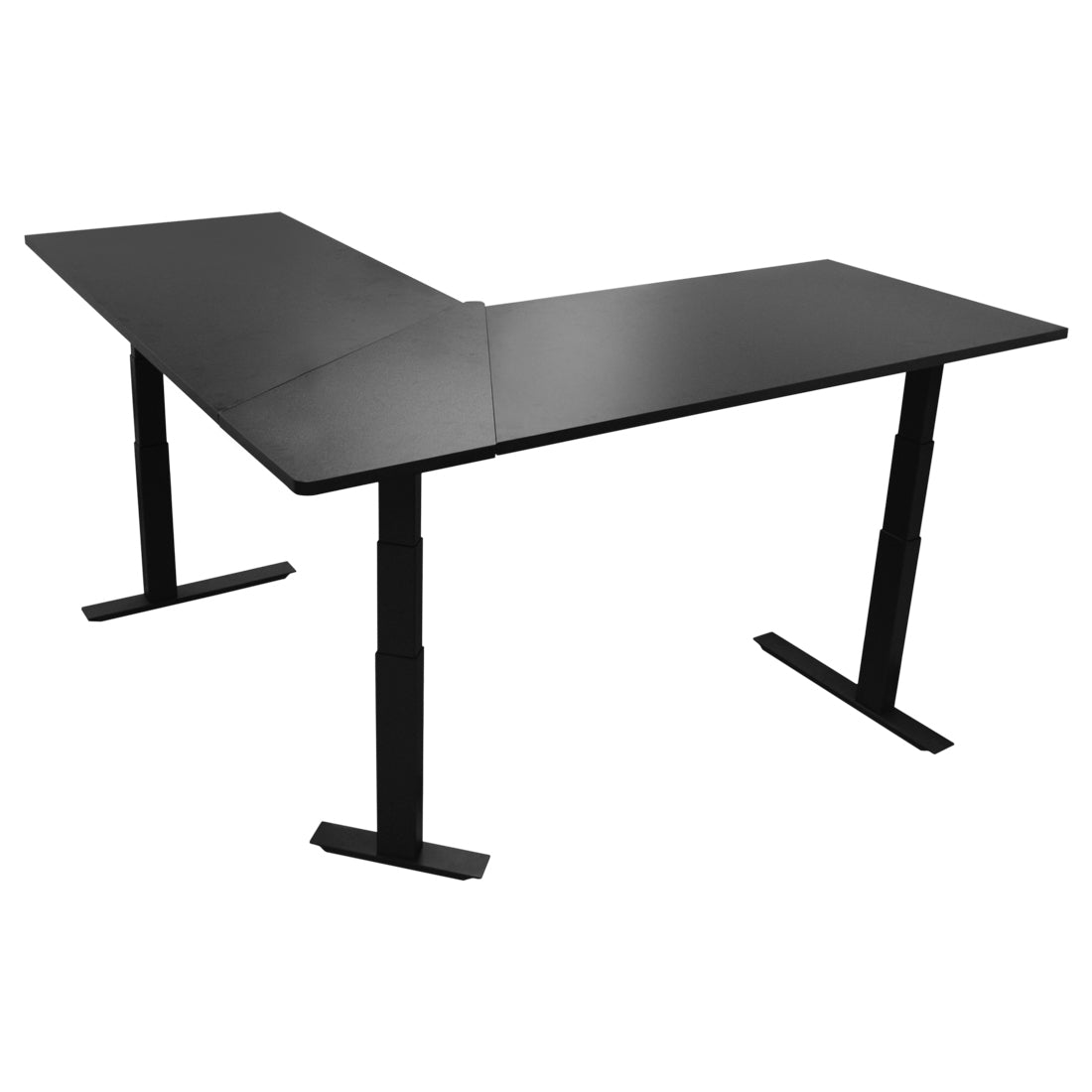 74" Electric Adjustable L-Shaped Desk With Black Desktop - view 1