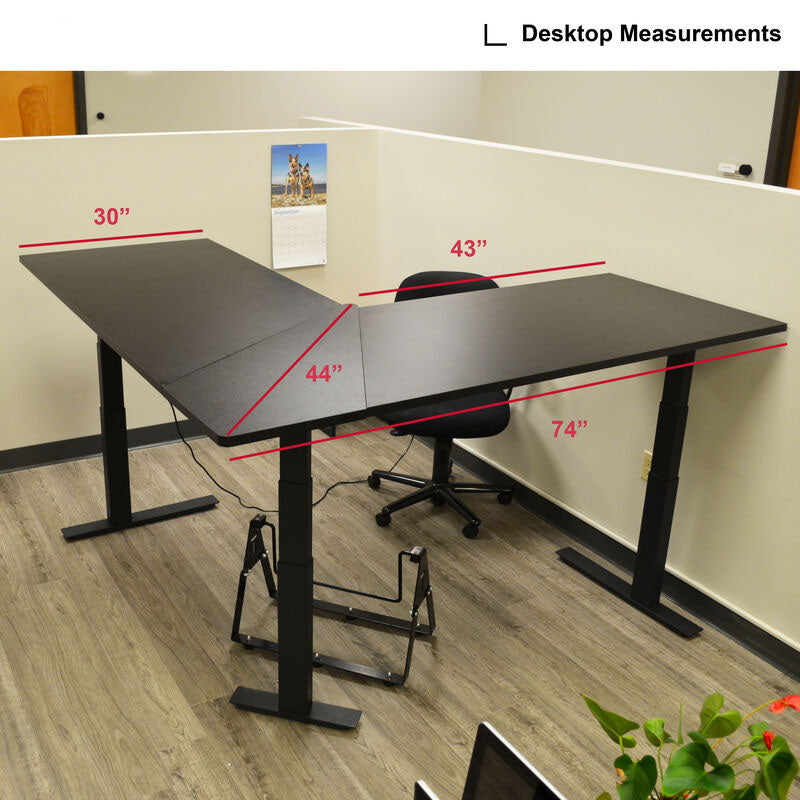 74" Electric Adjustable L-Shaped Desk With Black Desktop - view 8