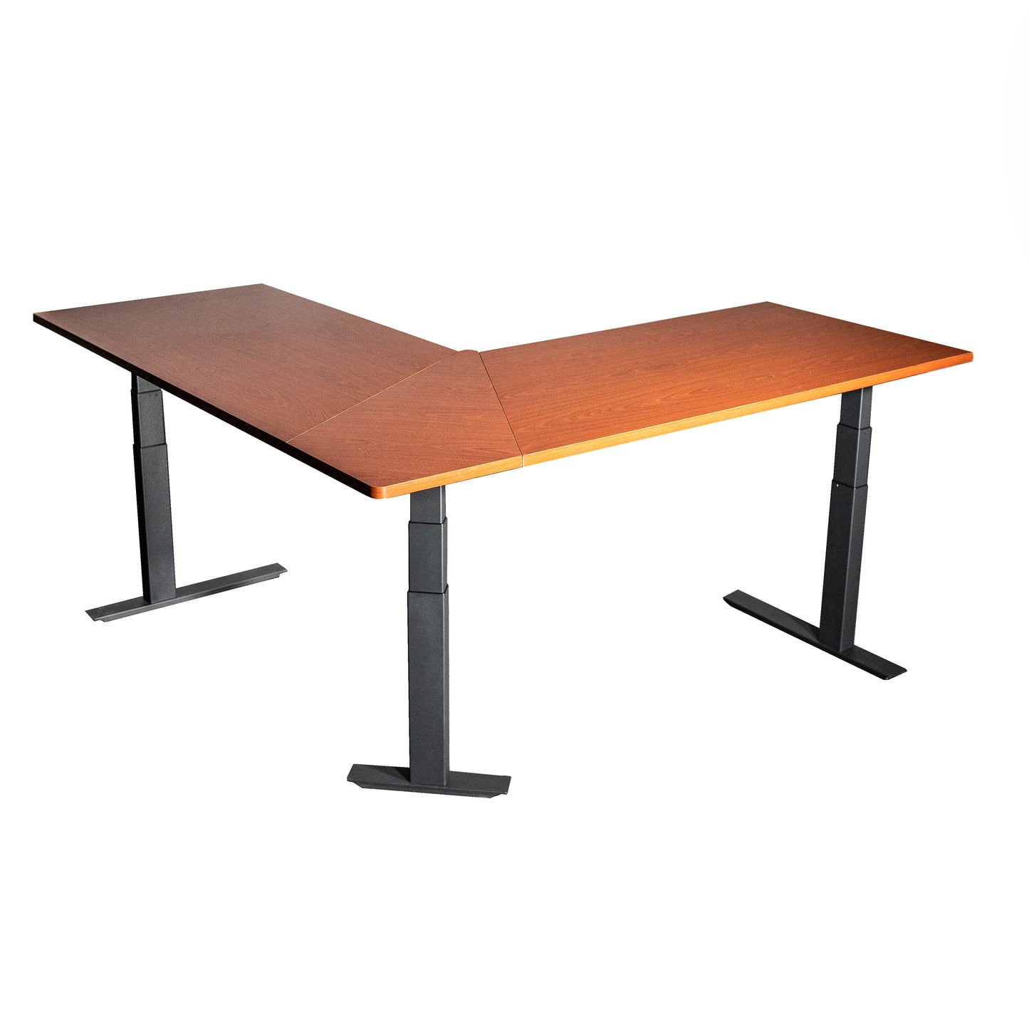 74" Electric Adjustable L-Shaped Desk With Wood Desktop - view 1