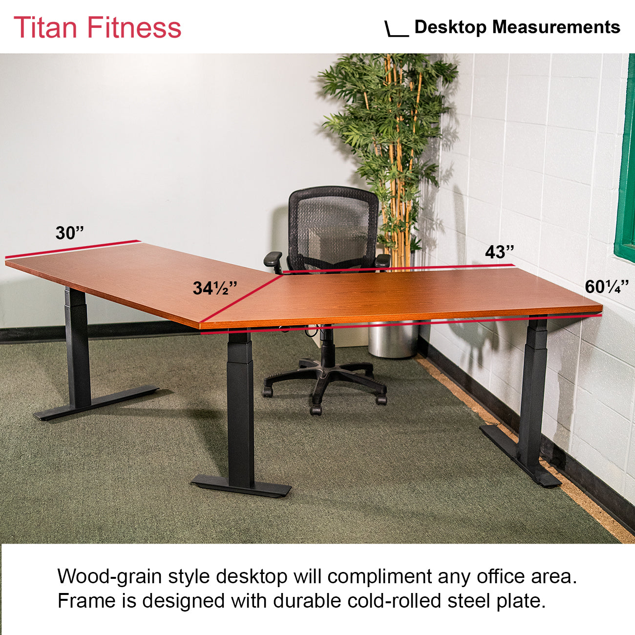 74" Electric Adjustable L-Shaped Desk With Wood Desktop - view 8