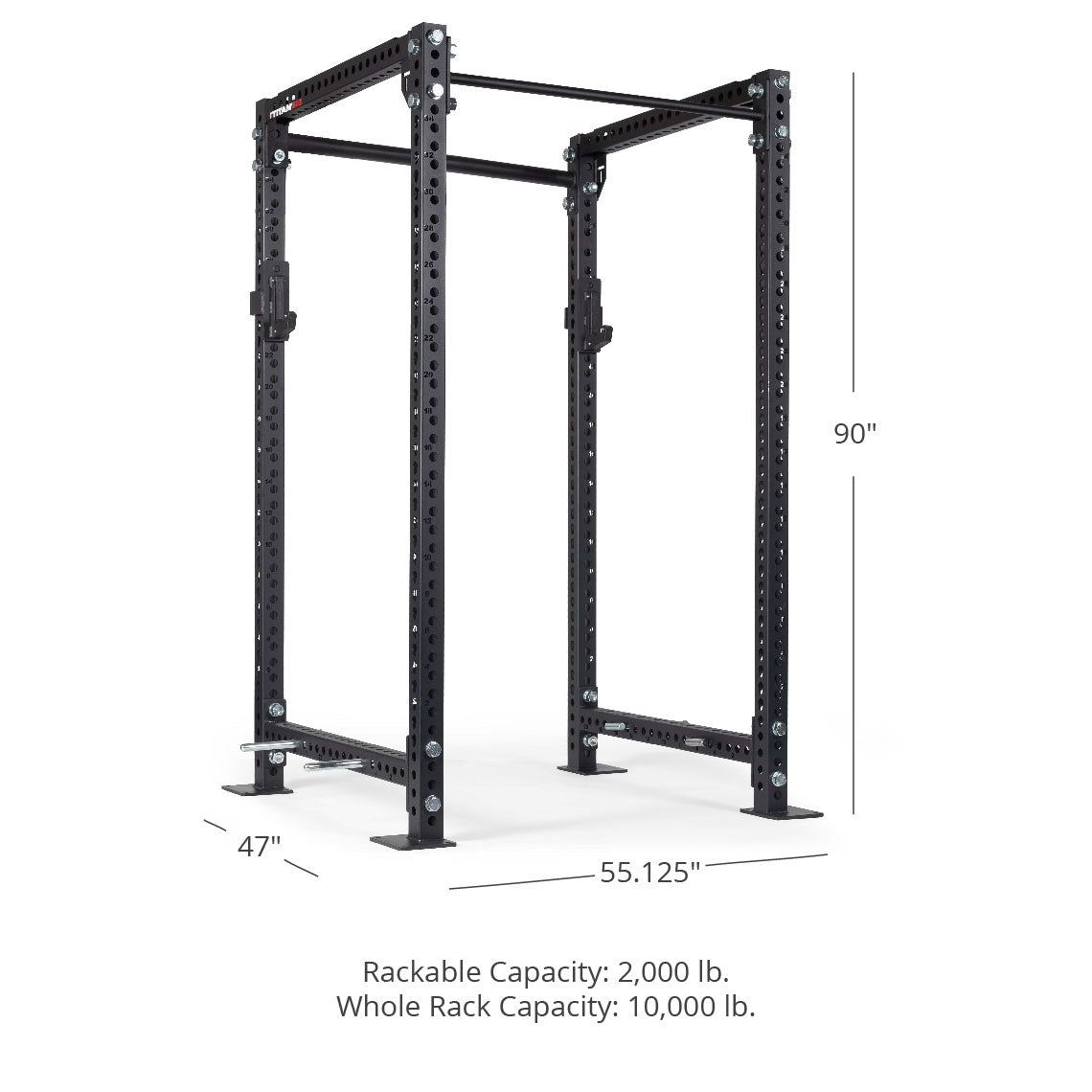 TITAN Series Power Rack - Bolt Down Options | Black / 2” Fat Pull-Up Bar / Sandwich J-Hooks - view 36