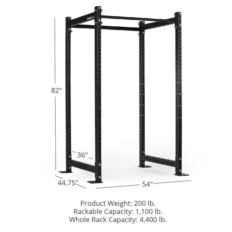 T-3 Series Power Rack - Product Weight: 200 lb. Rackable Capacity: 1,100 lb. Whole Rack Capacity: 4,400 lb. | Black / No Weight Plate Holders
