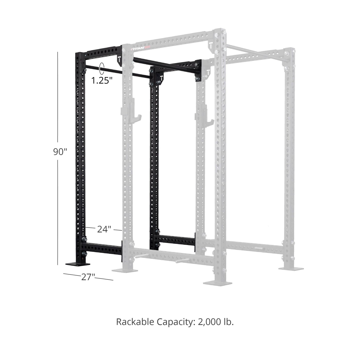 TITAN Series 24" Extension Kit - Extension Color: Black - Extension Height: 90" - Crossmember: 1.25" Pull-Up Bar | Black / 90" / 1.25" Pull-Up Bar - view 13