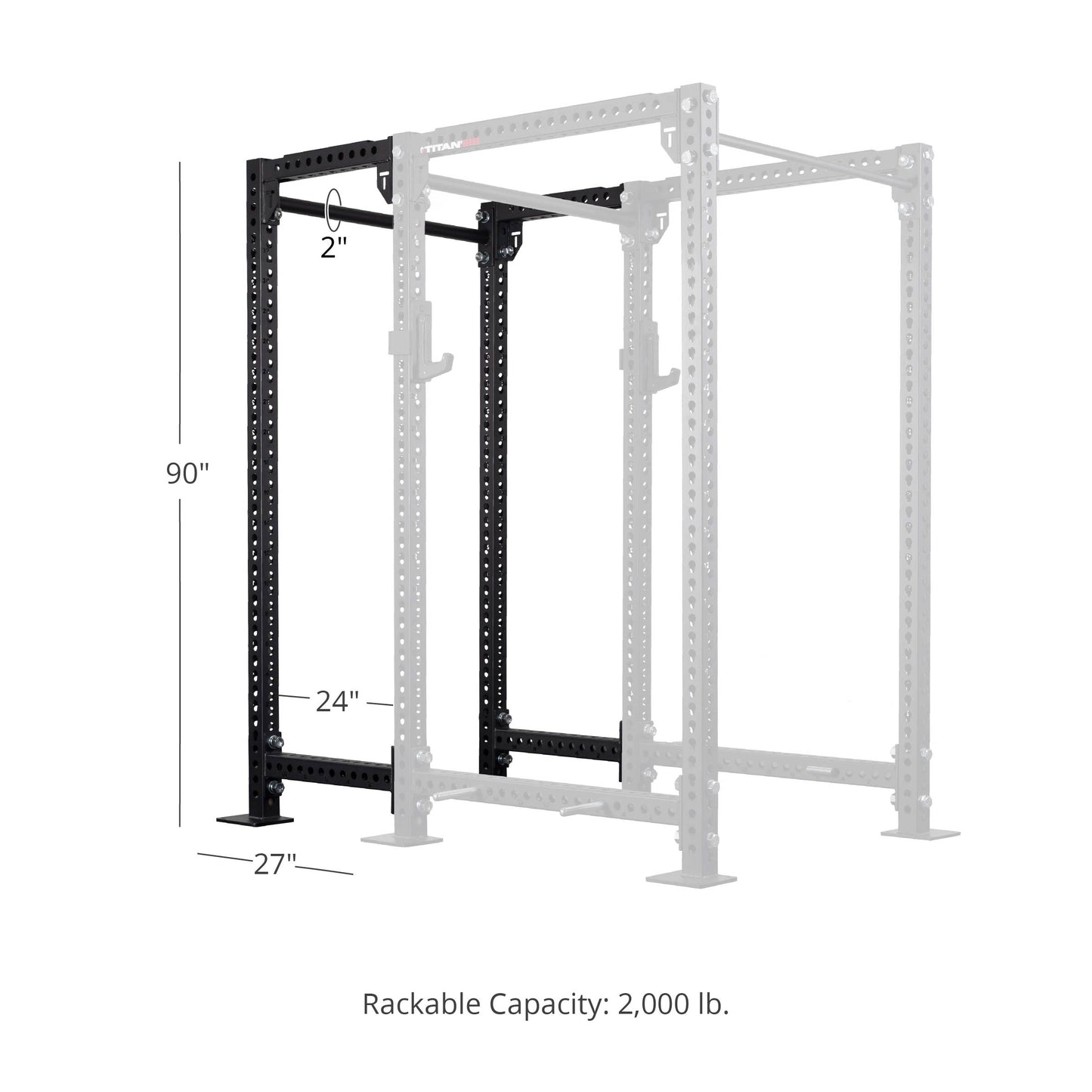 TITAN Series 24" Extension Kit - Extension Color: Black - Extension Height: 90" - Crossmember: 2" Fat Pull-Up Bar | Black / 90" / 2" Fat Pull-Up Bar - view 18
