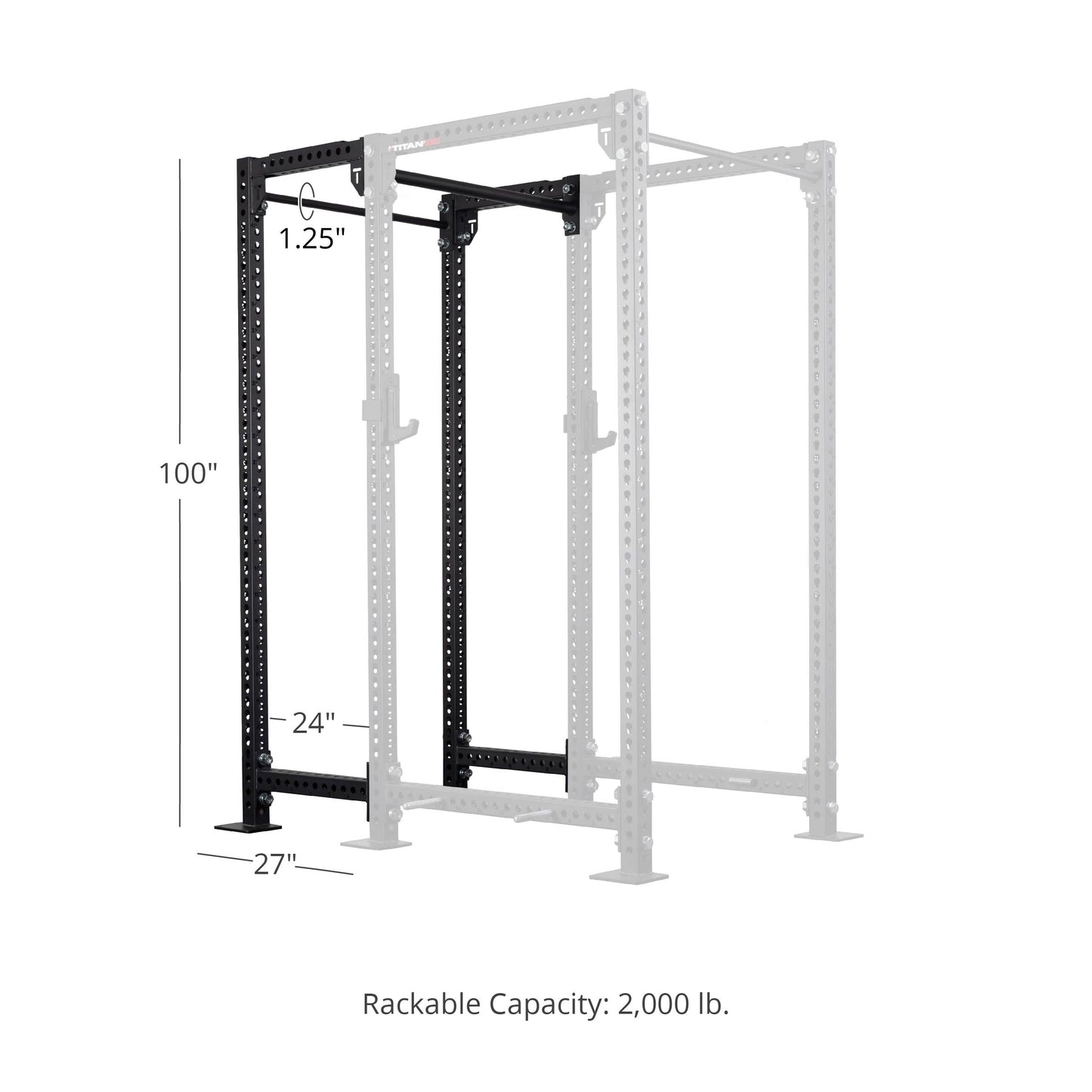 TITAN Series 24" Extension Kit - Extension Color: Black - Extension Height: 100" - Crossmember: 1.25" Pull-Up Bar | Black / 100" / 1.25" Pull-Up Bar - view 28