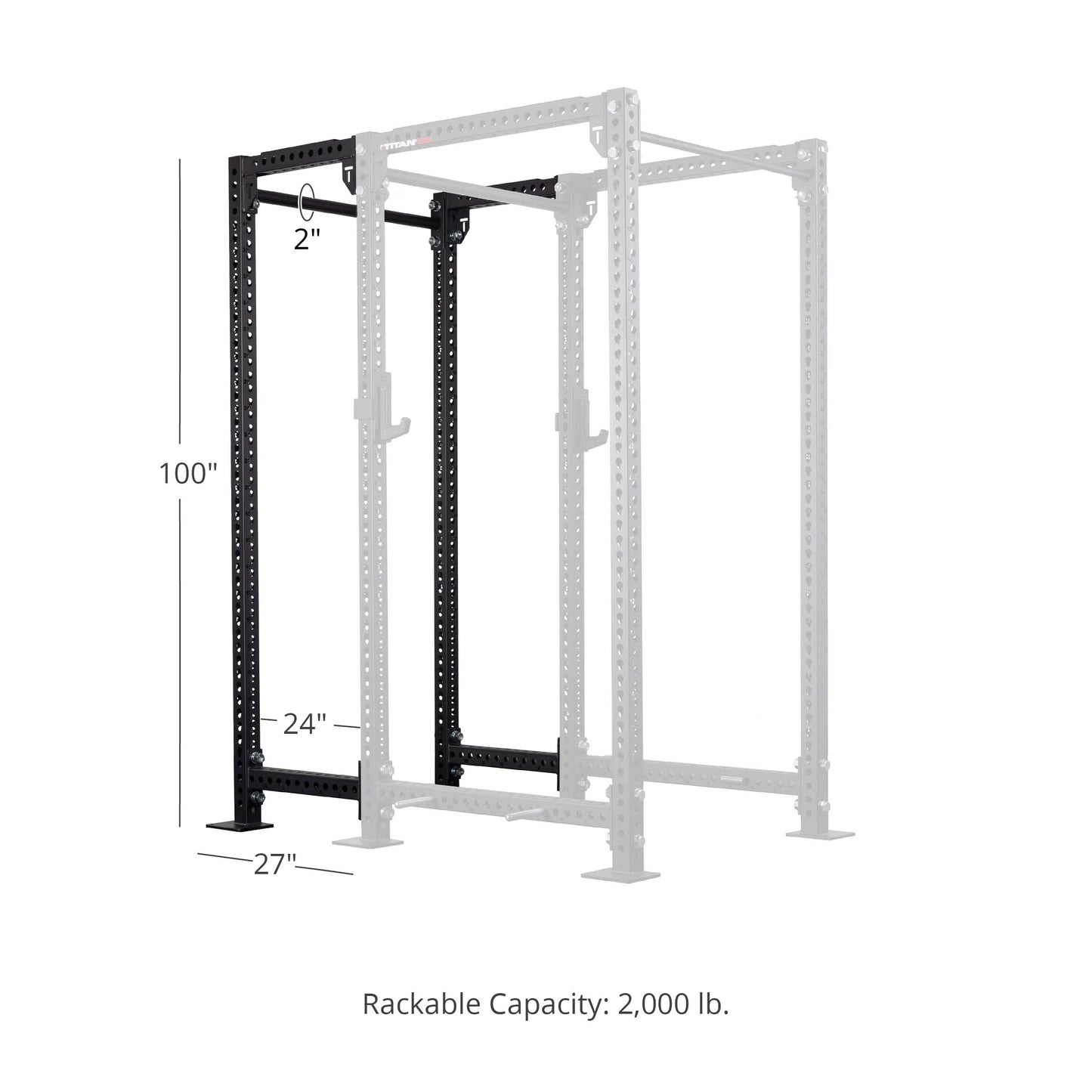 TITAN Series 24" Extension Kit - Extension Color: Black - Extension Height: 100" - Crossmember: 2" Fat Pull-Up Bar | Black / 100" / 2" Fat Pull-Up Bar - view 33
