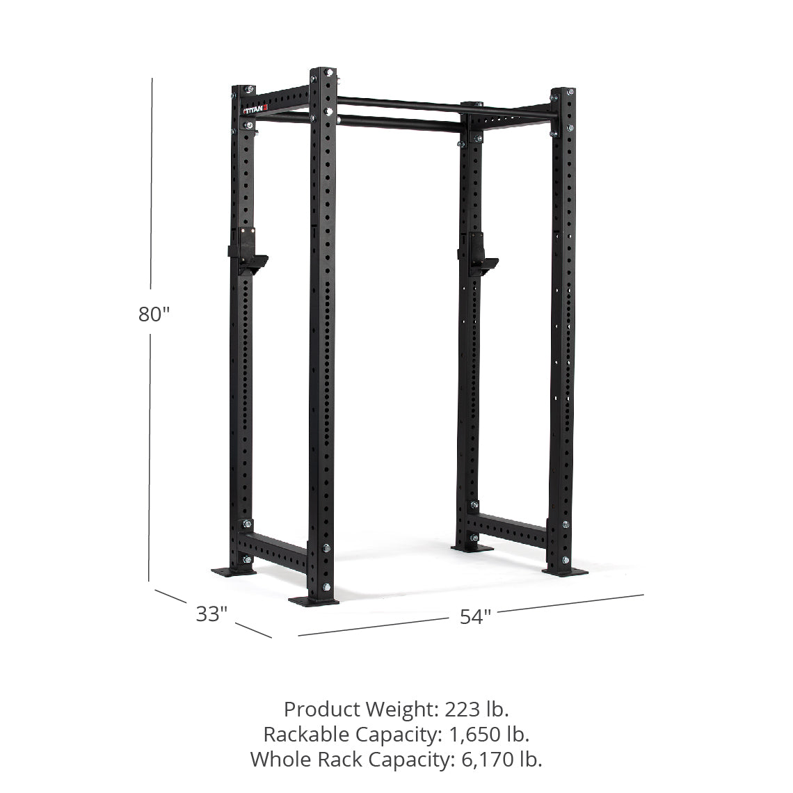 X-3 Series Bolt-Down Power Rack - 90", 30", 54" Product Weight: 236 lb. Rackable Capacity: 1,650 lb. Whole Rack Capacity: 6,170 lb | Black / No Weight Plate Holders