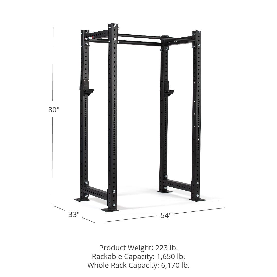 X-3 Series Bolt-Down Power Rack - 6-inch side hole spacing throughout entire upright | Black / No Weight Plate Holders - view 7