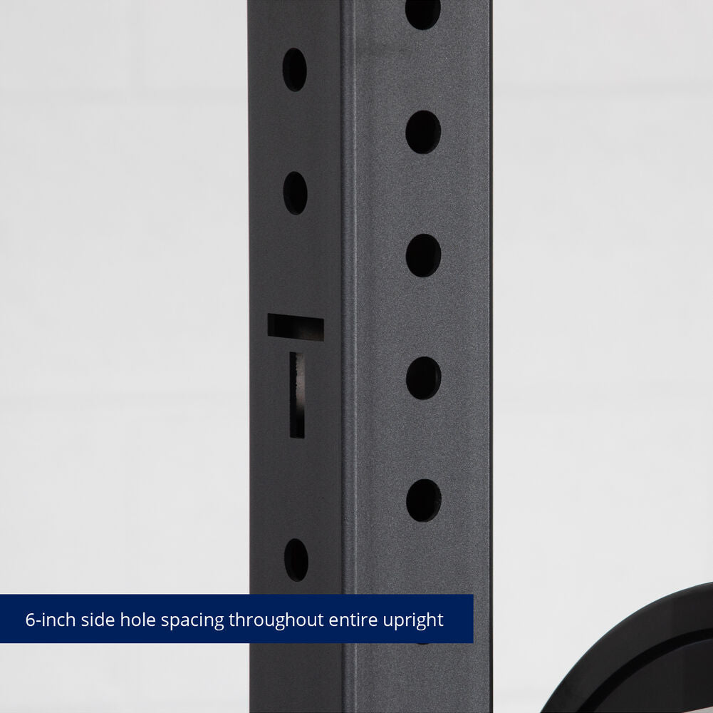 X-3 Series Bolt-Down Power Rack - 6-inch side hole spacing throughout entire upright | Black / 4 Pack Weight Plate Holders