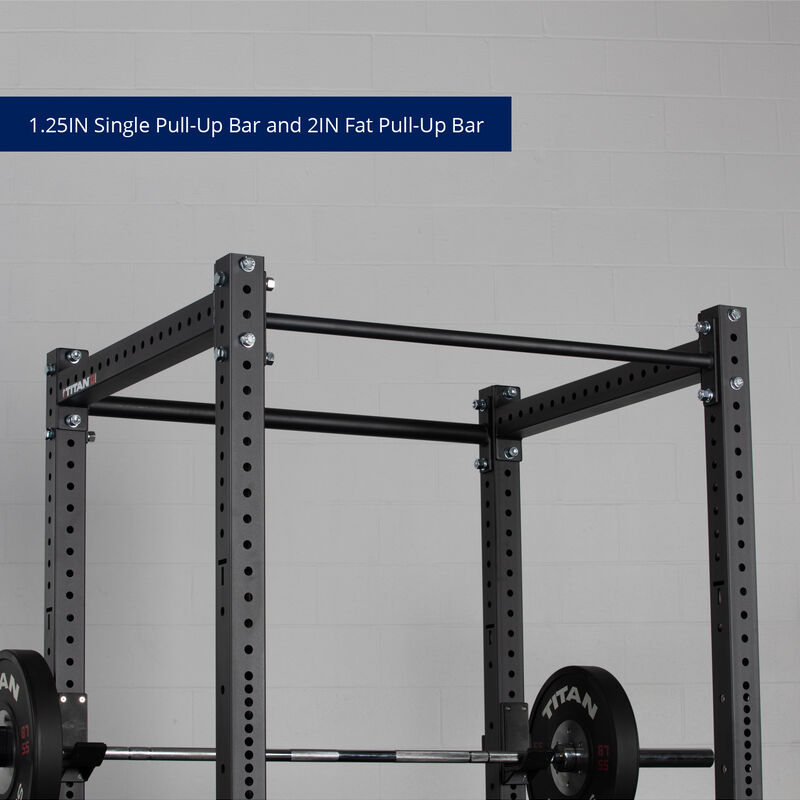 X-3 Series Bolt-Down Power Rack - 1.25IN Single Pull-Up Bar and 2IN Fat Pull-Up Bar | Black / No Weight Plate Holders - view 9