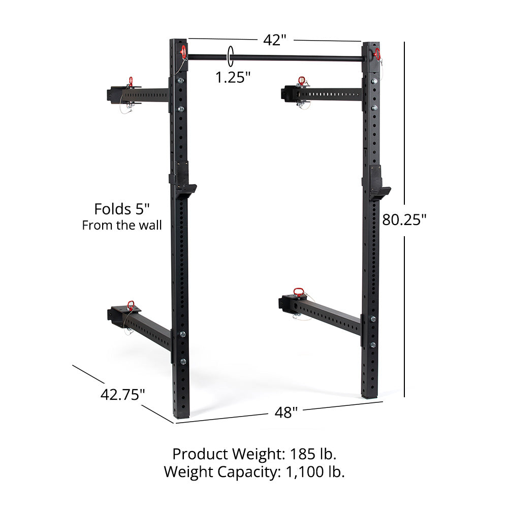 Wall Mount Short Folding Power Rack Squat Stand Titan T3 Folding