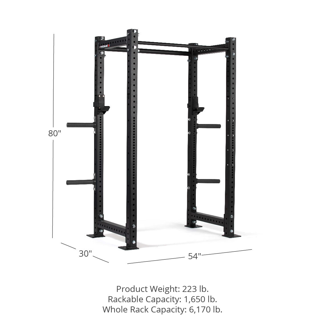 X-3 Series Bolt-Down Power Rack - 3 x 3-inch 11-gauge Steel Uprights | Black / 4 Pack Weight Plate Holders - view 50