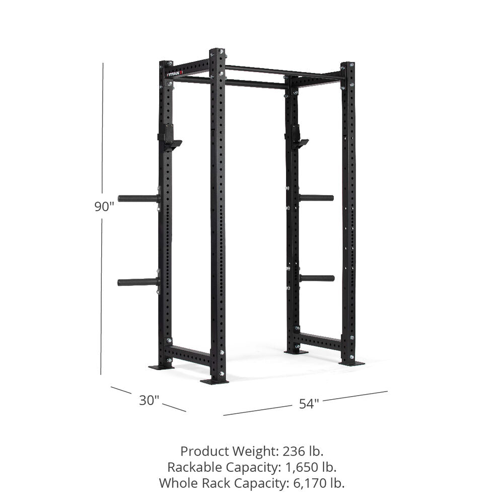 X-3 Series Bolt-Down Power Rack - 90", 30", 54" Product Weight: 236 lb. Rackable Capacity: 1,650 lb. Whole Rack Capacity: 6,170 lb | Black / No Weight Plate Holders