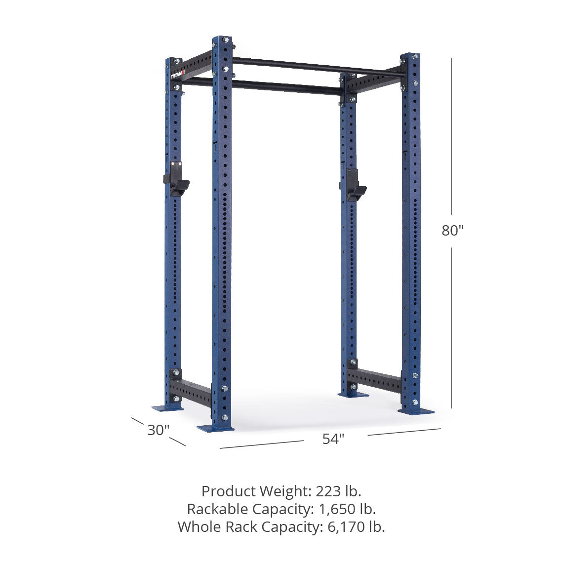 X-3 Series Bolt-Down Power Rack - Westside hole spacing through the bench and clean pull zone | Navy / No Weight Plate Holders - view 14