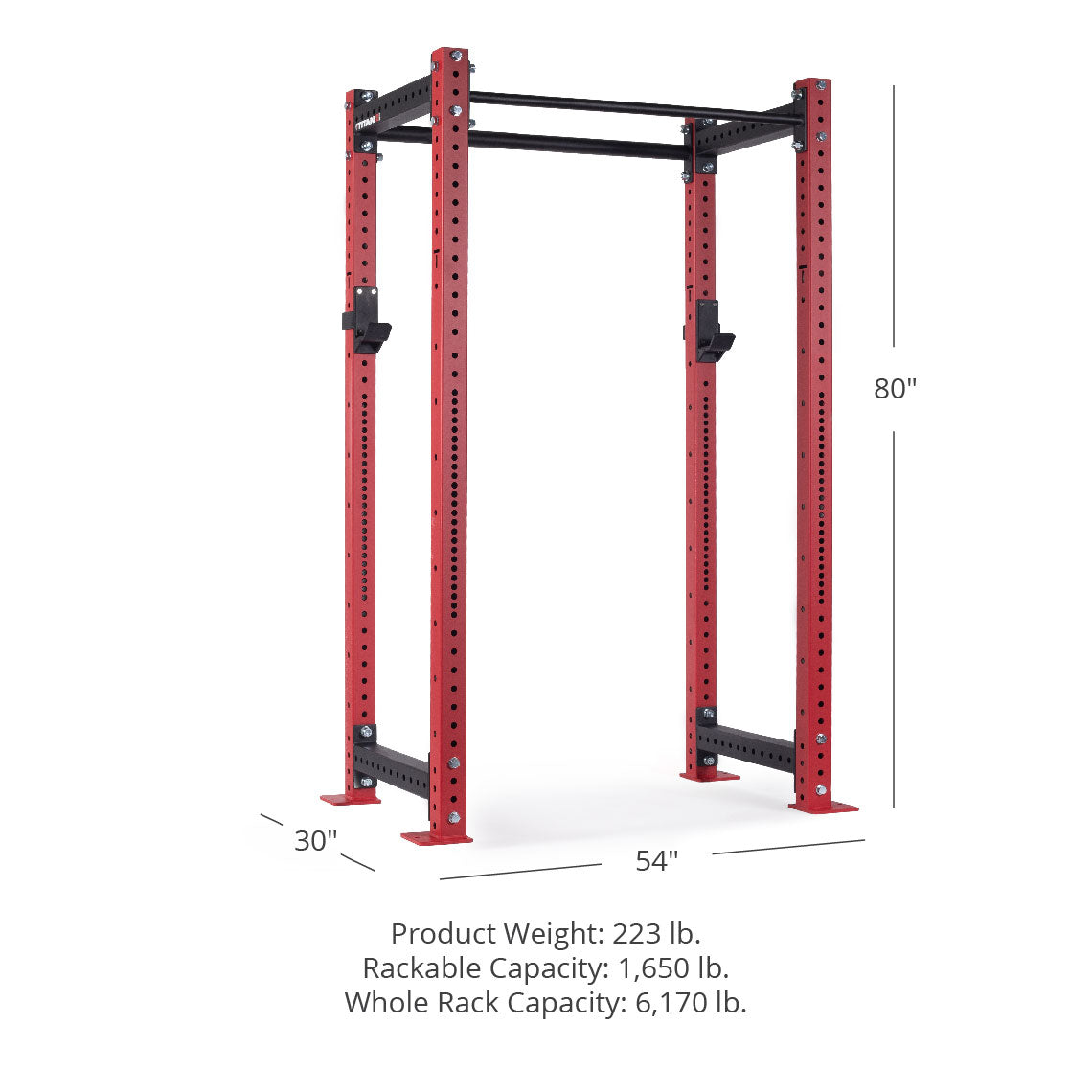 X-3 Series Bolt-Down Power Rack - Westside hole spacing through the bench and clean pull zone | Red / No Weight Plate Holders - view 28