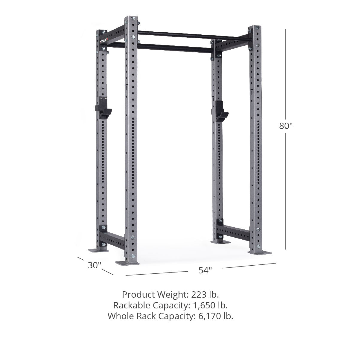 X-3 Series Bolt-Down Power Rack - 6" side hole spacing throughout entire upright | Silver / No Weight Plate Holders - view 35