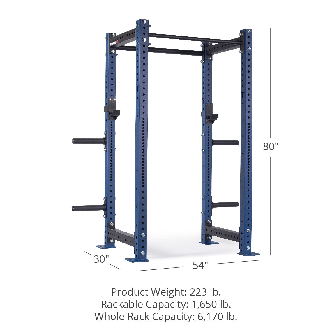 X-3 Series Bolt-Down Power Rack - 3 x 3-inch 11-gauge Steel Uprights | Navy / 4 Pack Weight Plate Holders - view 58