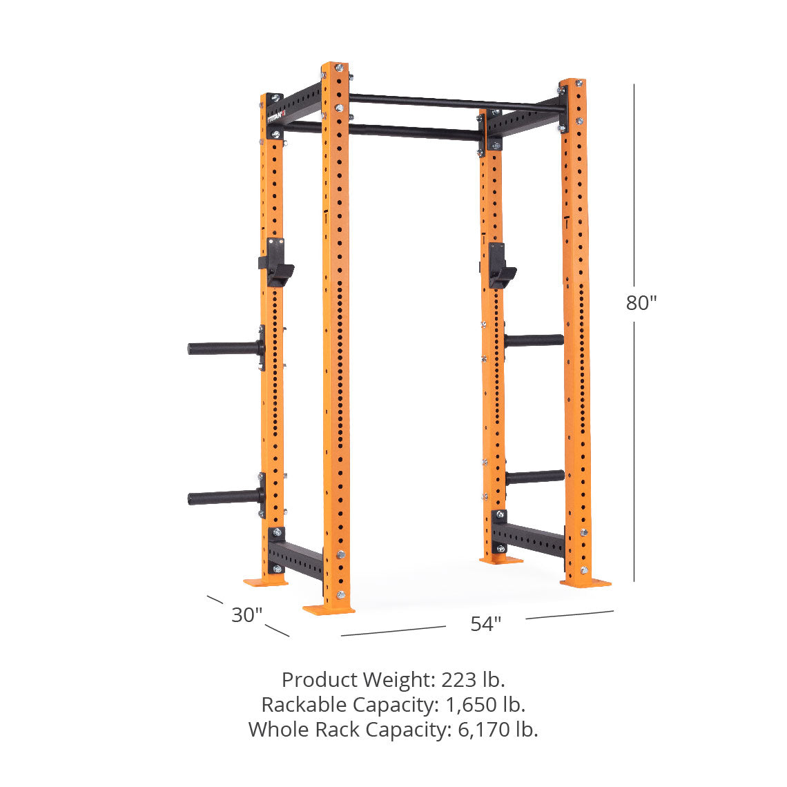 X-3 Series Bolt-Down Power Rack - 3 x 3" 11-gauge Steel Uprights | Orange / 4 Pack Weight Plate Holders - view 66